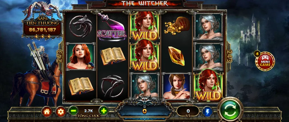 Giao diện đơn giản và dễ thao tác của slot game The Witcher